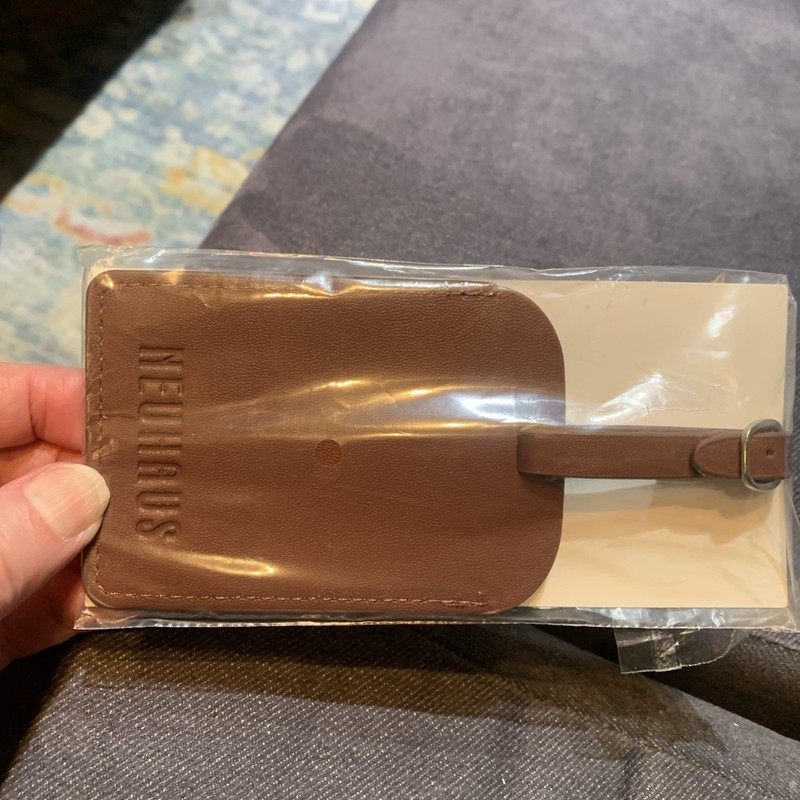 New Neuhaus Chocolates Brown Leather Luggage Tag Collectible Logo Swag Item