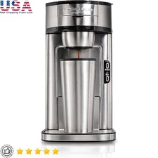 Single Serve Coffee Maker Fast Grounds Brewer Reusable Filter Automatic Shutoff