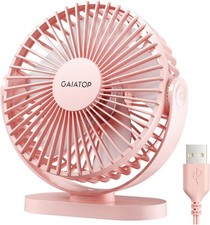 Gaiatop USB Desk Fan, 5.5 Inch Small Quiet Powerful 3 Speeds 90  Rotate, Persona