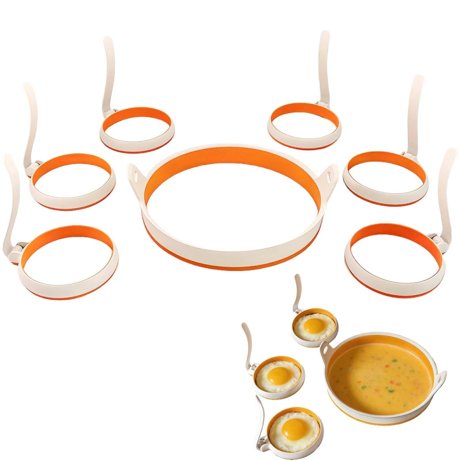 Egg Ring Set, Non Stick Silicone Egg and Omelet Cooker Mold for Pancakes, Pat...