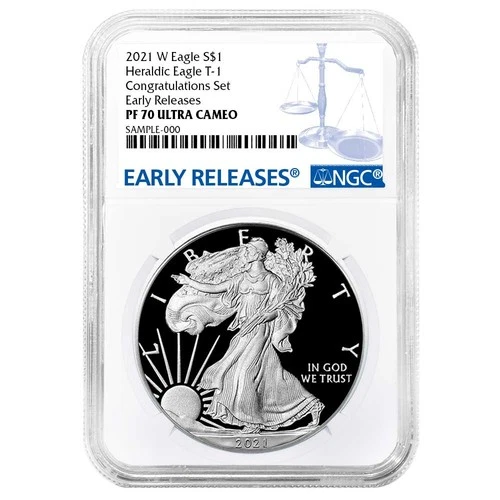 2021-W Proof $1 Type 1 American Silver Eagle Congratulations Set NGC PF70UC ER