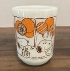 VTG 1958 Fire King Milk Glass Mug Snoopy Sweet Dream Ice Cream Orange MINTY