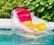 Swimways Dry Float Socializer Pool Float Translucent Inflatable Recliner Chair