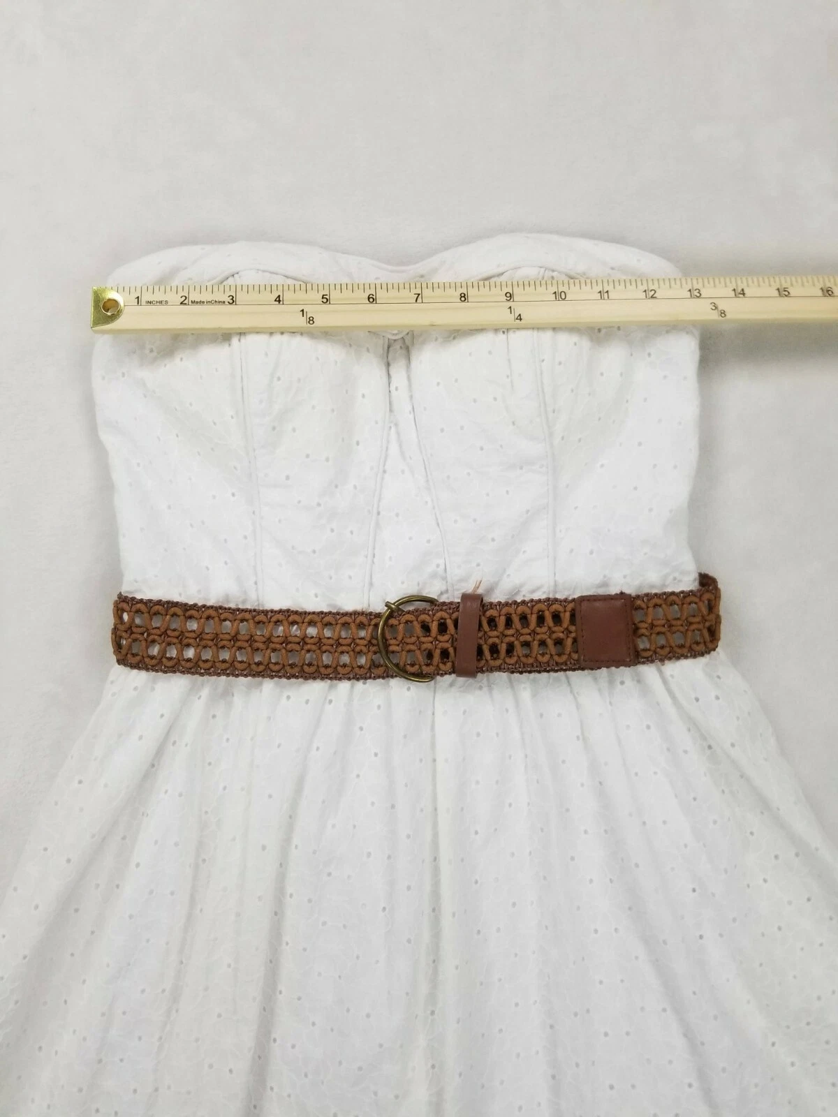 VALENTINO Abito senza spalline My Michelle adatto cintura svasata Sweetheart taglia 7 coppe imbottito bianco