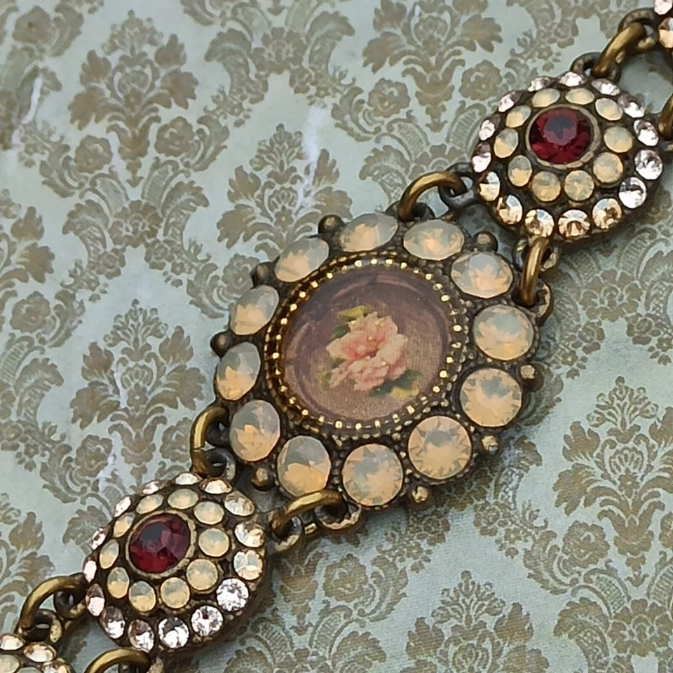 Ранний Michal Negrin браслет роза с персиковой канарейки мини кристаллы Swarovski редкая - Изображение 4 из 4