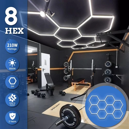 8Hex Hexagon LED Red Lighting Car Detail Retail Garage Workshop Wall Light Lamp - Picture 10 of 12