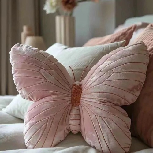 Cuscino Farfalla Cuscino Lancio Rosa Decorativo Cuscino Animale per Divano Soggiorno - Foto 9 di 24