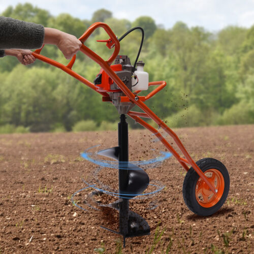 11" Bit Post Hole Digger Gas Powered 63cc 3hp Hand Push Earth Auger Ground Drill - Picture 1 of 13