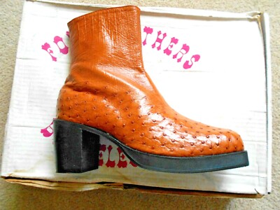  GENUINE OSTRICH LEATHER COGNAC OVAL STYLE WESTERN/COWBOY BOOTS BY FOUR BROTHERS