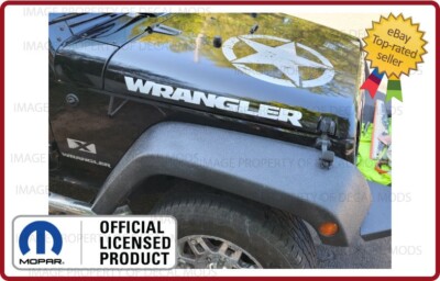 (2x) Jeep WRANGLER Hood Vinyl Decals Graphics Stickers JL SILVER SJ4T7