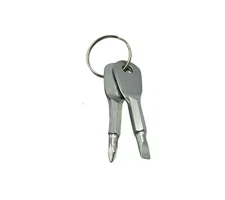 Mini Key Shape Screwdriver Keychain Tool Set - Flathead Phillips Bit