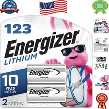 2 Pack of Long-Lasting CR123 Lithium Batteries for Cameras and Flashlights