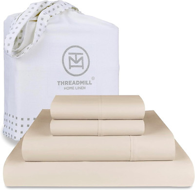 Luxury 1200 Thread Count Supima Cotton Full Bed Sheets Set - 4 Pc Beige