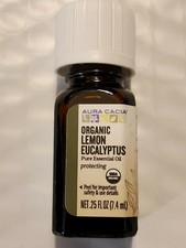Aura Cacia Organic Lemon Eucalyptus Essential Oil 0.25 fl oz 7.4 mL New Label