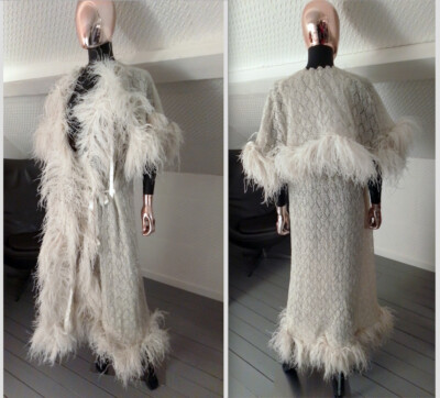 CHRISTIAN DIOR Rare Déshabillé en plumes d'Autruche Silk-wool