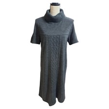 Amanda Charles Women’s Medium Gray Acrylic Turtleneck Short Sleeve Sweater Dress
