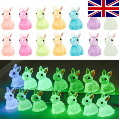 1-50 Stück Mini Leuchtende Resin Hasen Ornament Glow In The Dark Miniatur Figuren