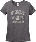 Nashville Tennessee Est. 1806 Guitar Distressed Missy Fit Ladies T-Shirt (S-3X)
