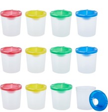 12 Pack No Spill Arts and Craft Supplies Paint Cups with Lids,4 Colors