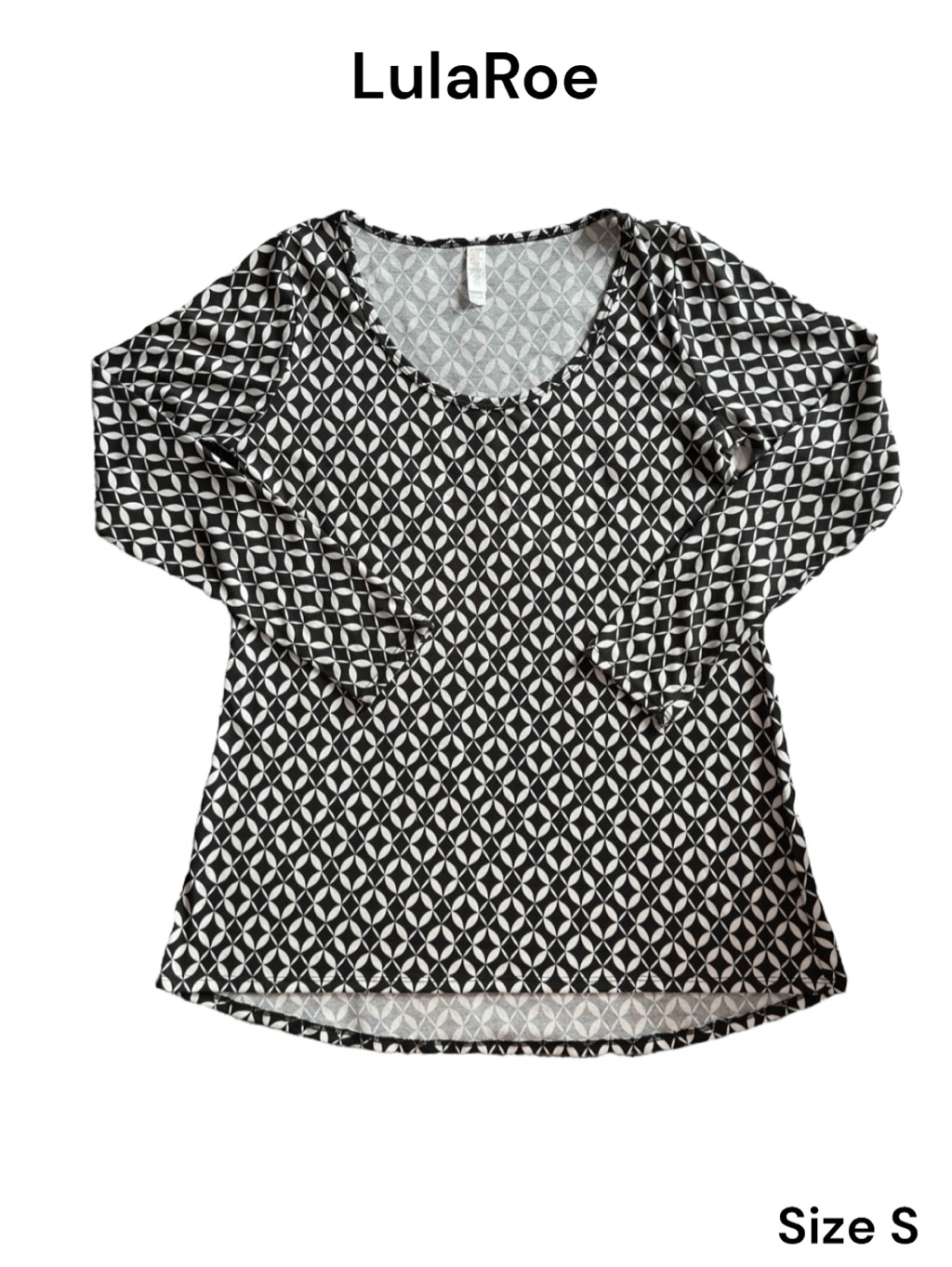 LuLaRoe Womens Black White Geometric Diamond Dot Tee Size S Item 05