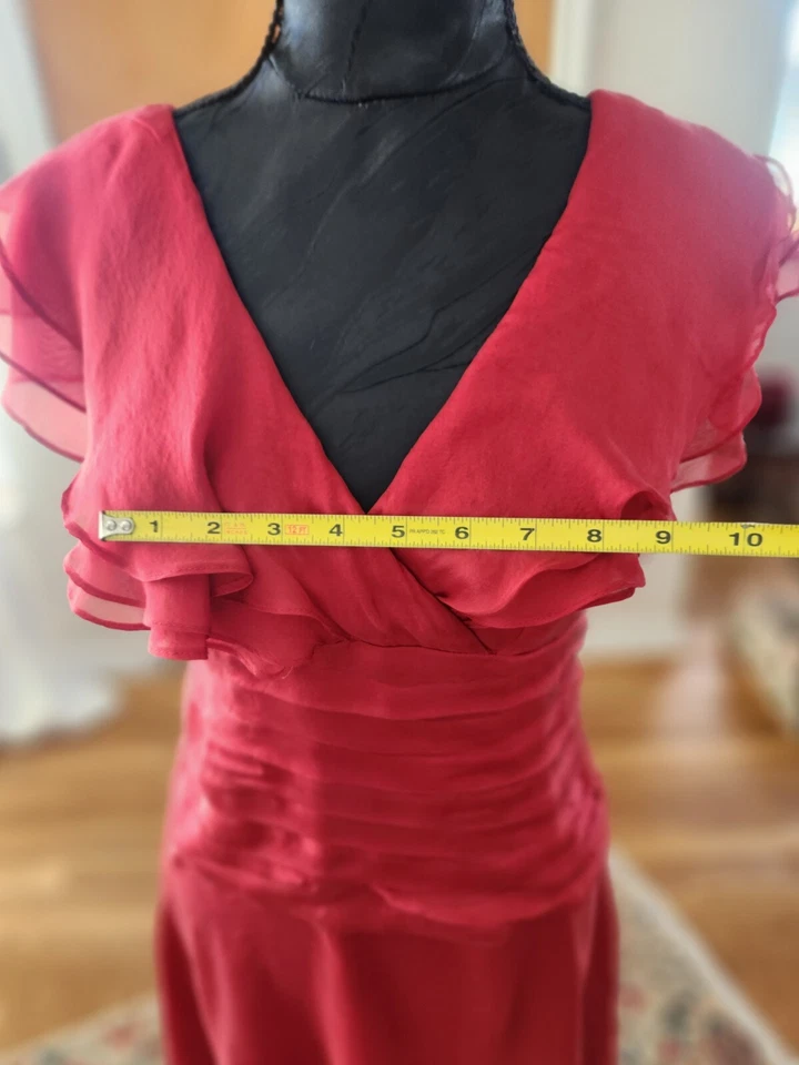 Vestido de fiesta de verano de gasa bebe rojo forrado 100 % seda talla 8 cóctel precio de venta sugerido por el fabricante 129,00 USD Foto 2 de 4