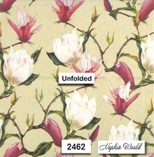 2462 TWO Paper LUNCHEON Decoupage Art Craft Napkins - MAGNOLIA BLOOMS FLOWERS