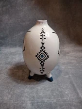 Zara Home, Hand Painted, 3-Legged, Oval, Vase, Abstract, Modern, Art, Design.