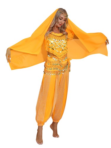 Damen Tanzbekleidung Laterne Kostüm Harem Outfit Cosplay Tanz Schal Bauch Sets - Bild 136 von 139