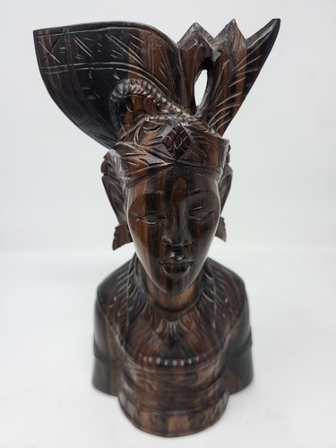 Lot of 3 Klungkung Bali Indonesian Hand Carved Wooden Woman Women Figures - Picture 7 of 15