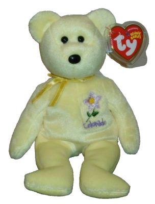 Ty Beanie Baby - COLORADO COLUMBINE the State Flower Bear (Show