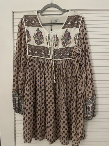 Auguste the label Boho paisley pink white rayon sundress dress US 6 new