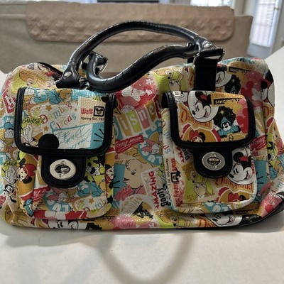 Disney Parks Classic Collage Satchel Handbag Preowned In Excellent Condition