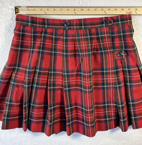 Flynn O’Hara School Uniform Skirt Girls 16-1/2 Wrap Around Pocket Plaid Red - Picture 4 of 9