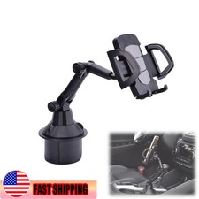 Car Cup Holder Phone Mount With Extendable Cup Base Holder 360 Rotatable Black