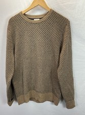 J.Crew Rugged Merino Sweater Men's Sz M Tan Navy Birdseye Knit Classic Preppy