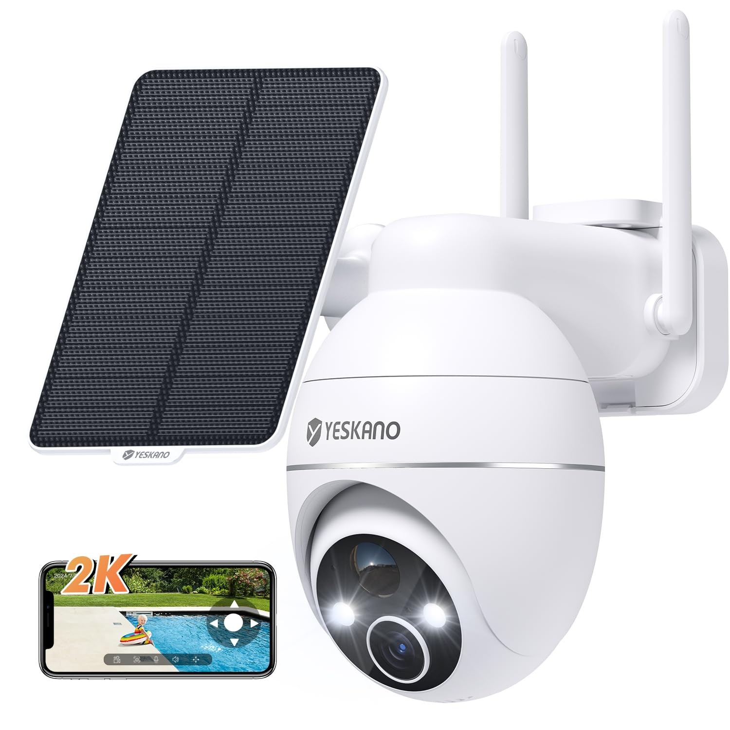 Telecamera WiFi Esterna Solare YESKANO 2K: Montaggio Rapido 360° PTZ