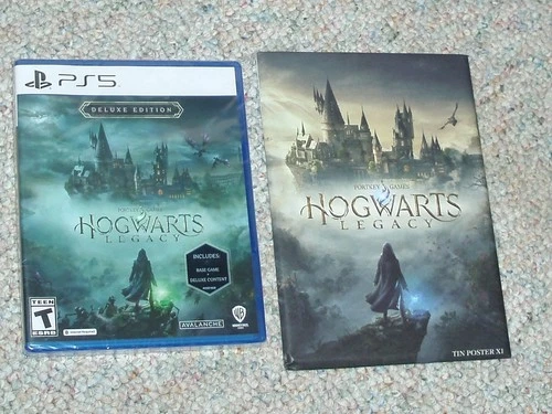 PS5 HOGWARTS LEGACY Deluxe Edition game w/ Tin Poster XI , New , Factory sealed