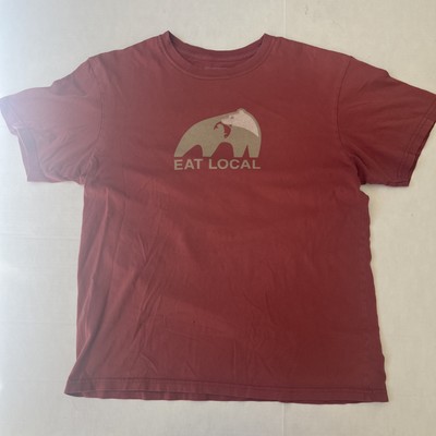 Official Patagonia  Eat Local  Bear Eating Fish Graphic Shirt Medium Red Vintage