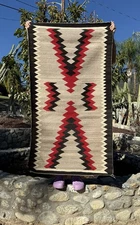 AUTHENTIC NAVAJO CABIN RUG c1920’s  60”X 32” XLNT NATIVE AMERICAN TIGHT WEAVING