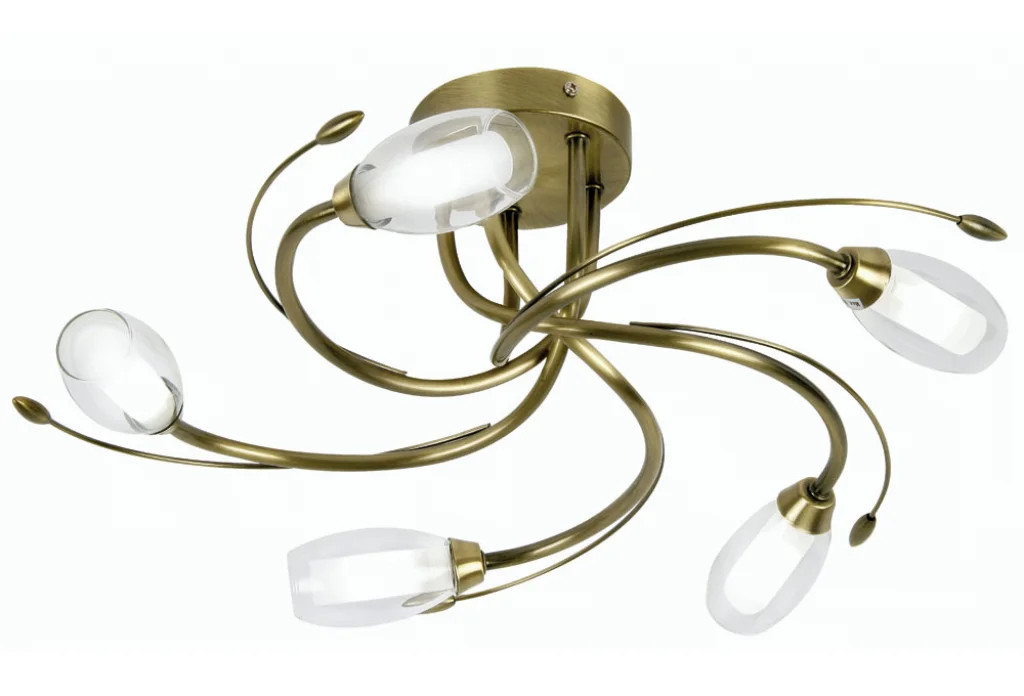 Ceiling Light Brass Pandora 5 Antique Semi Flush Oaks Lighting 6203/5 AB