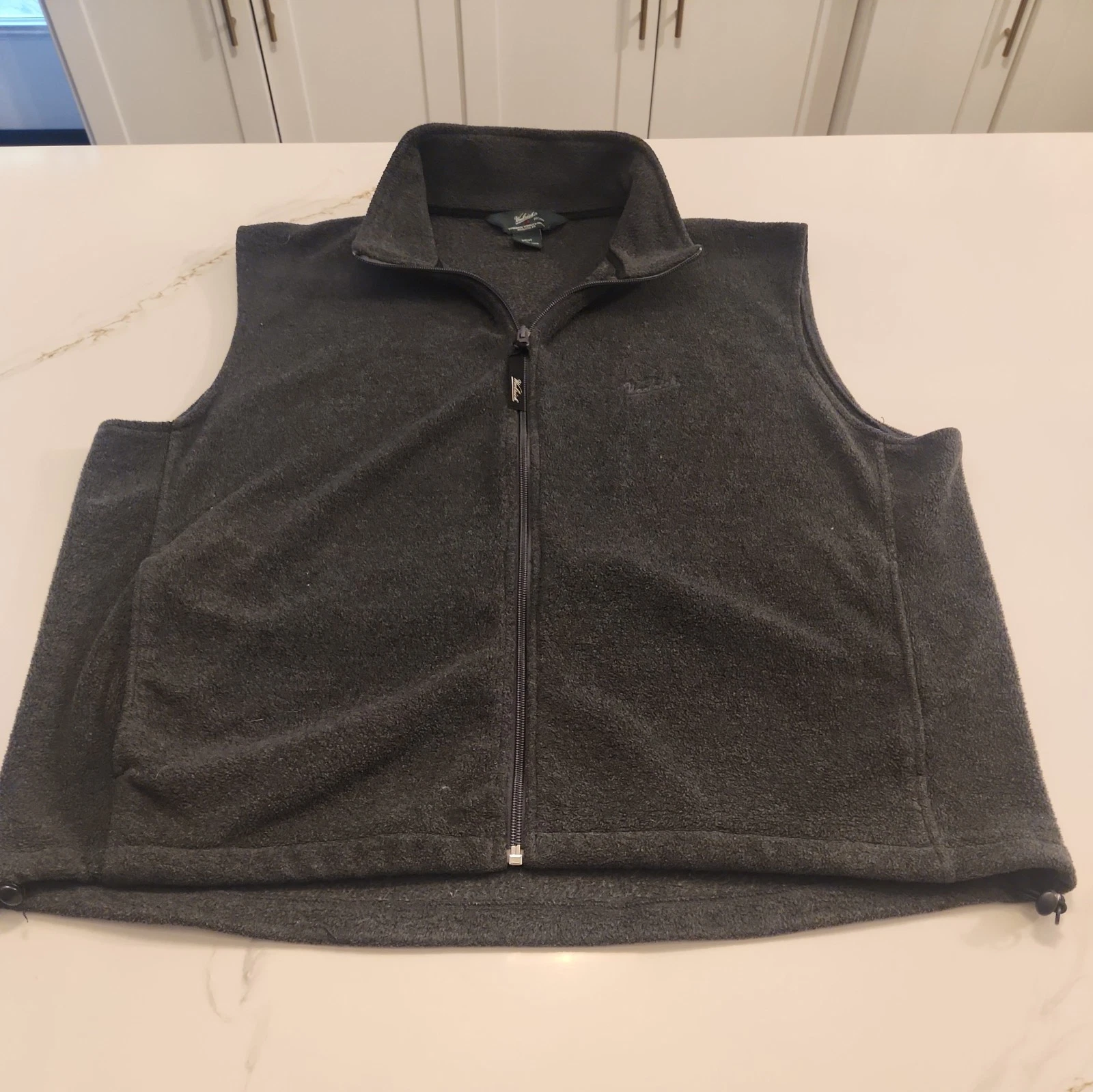 Woolrich Vest Mens Large Black 100% Polyester Fleece Full Zip Outdoors Gorp