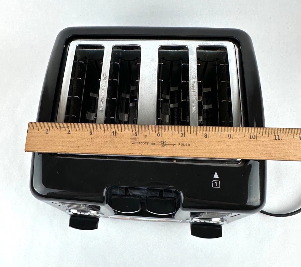 Cuisinart 4 Slice Toaster Black Glass Bagel Reheat Defrost Cancel  - Image 2 of 4