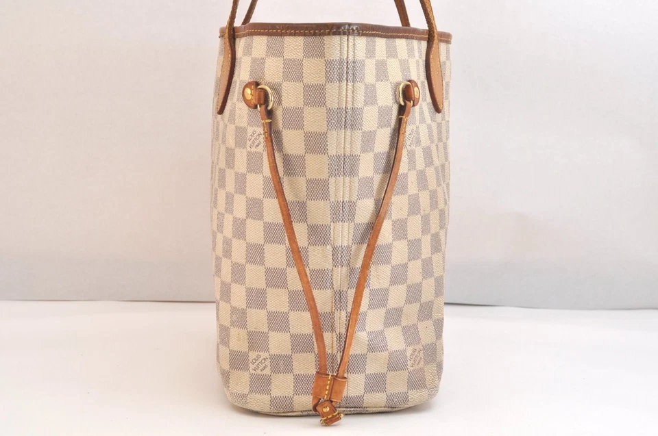 Auténtico bolso de mano Louis Vuitton Damier Azur Neverfull MM N51107 LV 4692N Foto 4 de 4