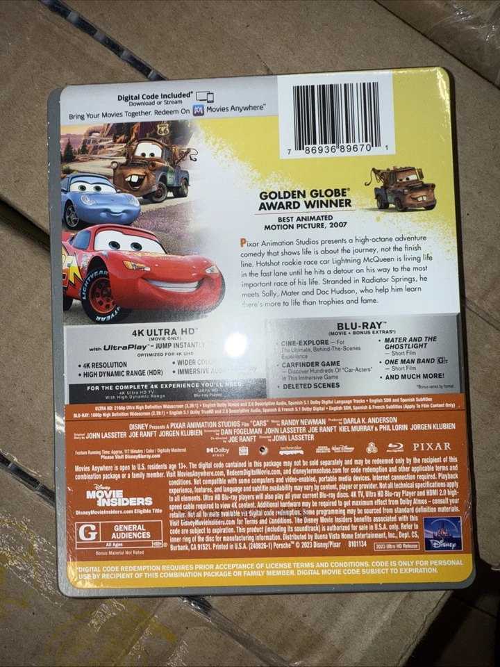 CARS DISNEY 100 STEELBOOK BRAND NEW OOP 4K UHD + BLU-RAY + DIGITAL Foto 2 de 2