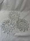 Vintage Federal Glass Set 3 Petal Pattern Bread Butter Saucers Plates 6.5"