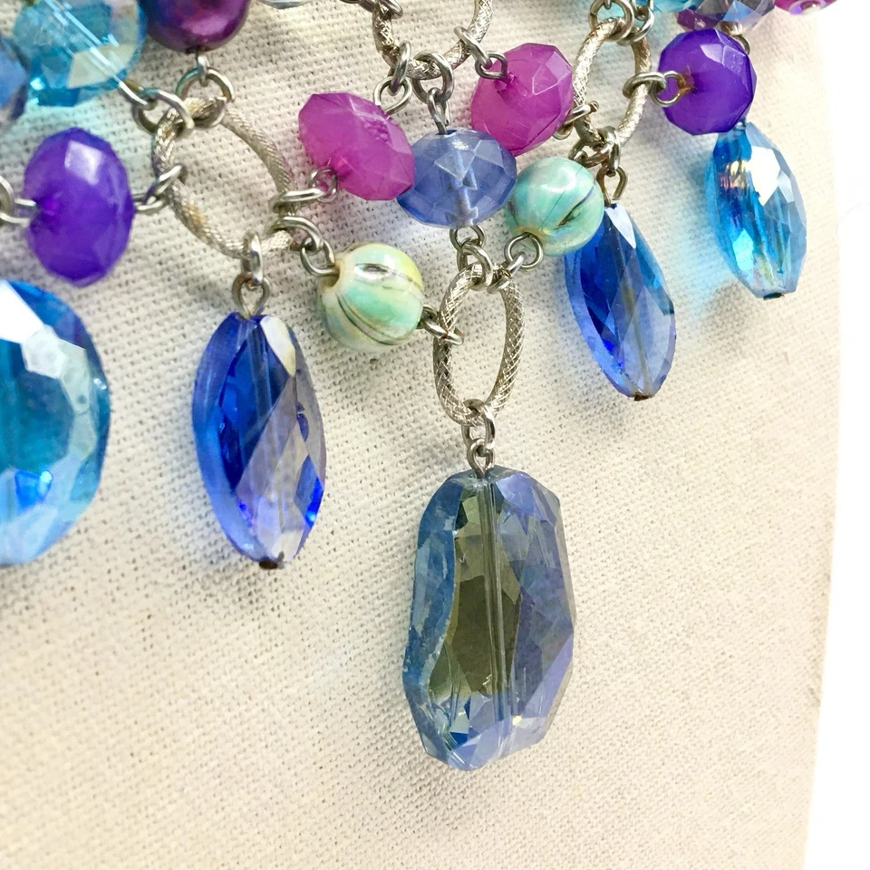 Collar de cuentas acrílicas de vidrio estilo checo Art Deco rosa azul púrpura caramelo duro Foto 3 de 4