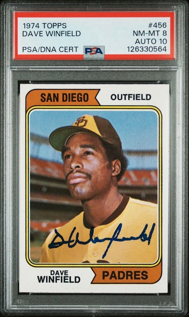 1974 Topps #456 Dave Winfield RC Rookie Card - PSA 8 Auto 10