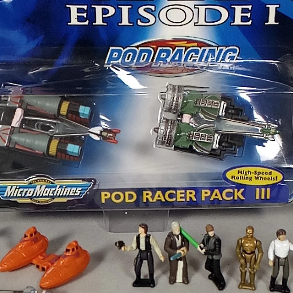 Micro Machines Star Wars Pod Racer Pack X-Wing Cloud City Shuttle 6 Figures Vtg - Image 4 of 4