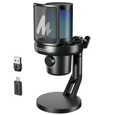 MAONO Wireless Gaming Microphone for PC, Condenser USB Mic with Software AI V...