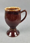 Vintage HULL Pottery USA MCM Brown Drip "Mirror Brown" Irish Coffee Pedestal Mug